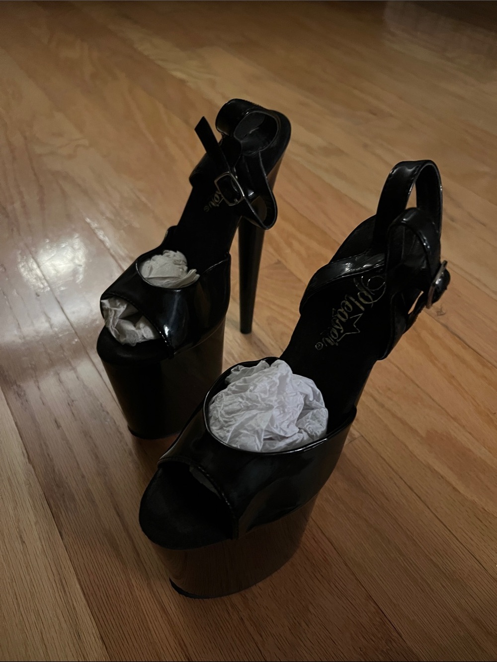 Black Platform Peep-Toe High Heels for Women